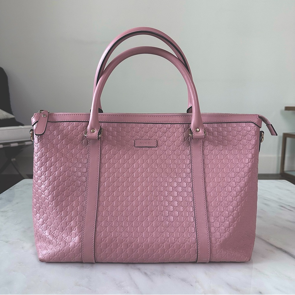 Gucci top handle tote with shoulder strap- guccissima Boston tote bag light pink